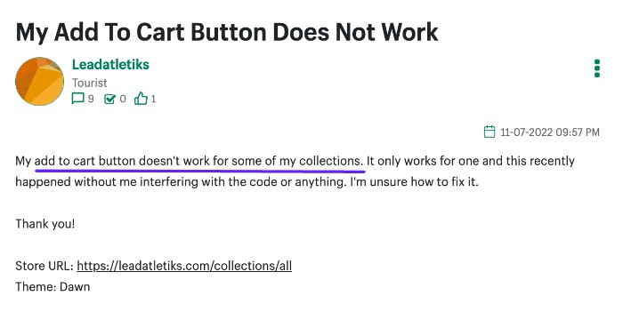 add-to-cart not working for collections